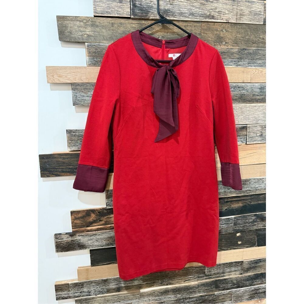 Boden red shift dress with bow sz 10